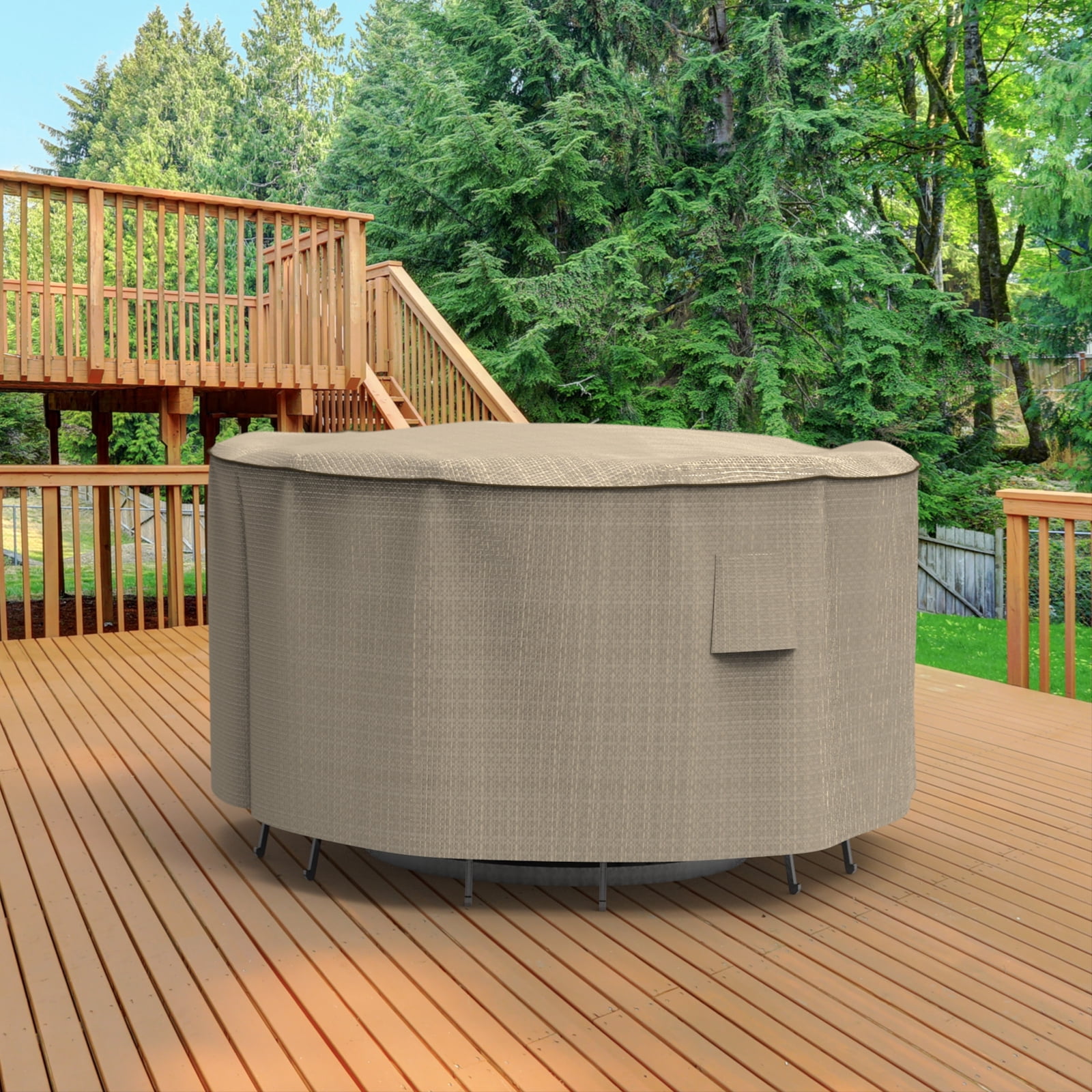 Budge Black Ivory StormBlock™ Mojave Patio Bar Table and Chairs Combo Cover - 80 diam. x 42H in.