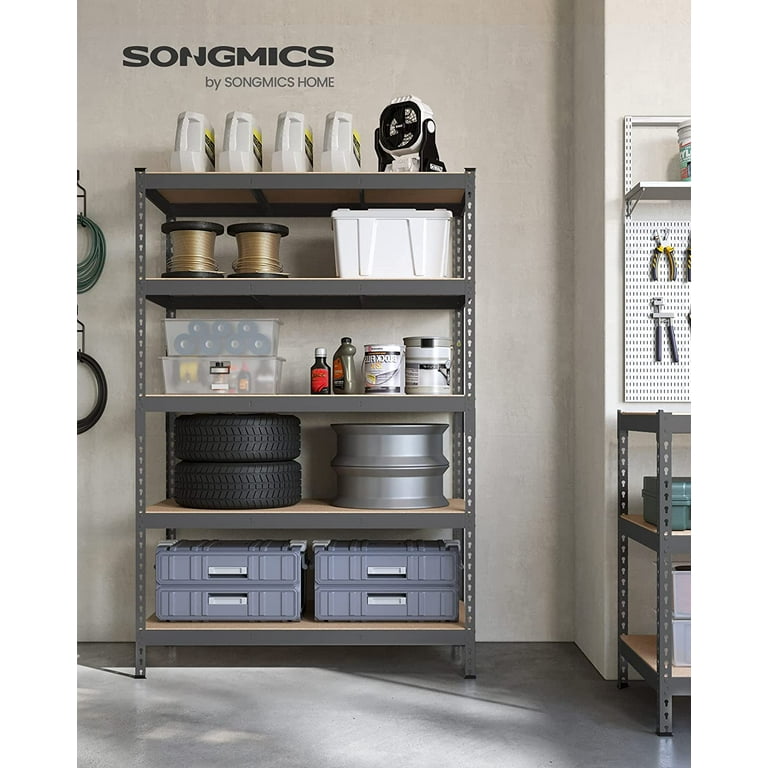 SONGMICS 5-Tier Storage Shelf Shelving Unit Heavy Duty Kitchen Storage Metal Garage Storage Organizer with x Side Frames Black