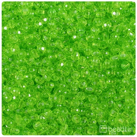 BeadTin Lime Transparent 4mm Faceted Round Craft Beads (1350pcs)