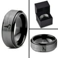thumbnail image 4 of Tungsten Idaho The Gem State Potato Band Ring 8mm Men Women Comfort Fit Black Step Bevel Edge Brushed Gray Polished, 4 of 4