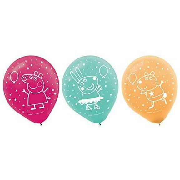 Peppa Pig Party Latex Balloons | Assorted Colors - 12" | Pack of 6