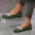 thumbnail image 6 of Summer Flats for Women Rhinestone Pointed Toe Casual Outdoor Flat Shoes Comfort Slip-On Wedding Dress Shoes Versatile Soft Sole Loafers Green 7, 6 of 9