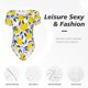 thumbnail image 4 of Balery Tropical Lemon Body de cuello redondo de manga corta para mujer Tops de manga corta Tops básicos-Small, 4 of 7
