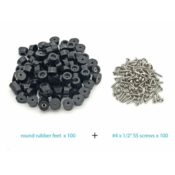 100Pcs Rubber Round Table Chair Furniture Feet with Stainless Steel Screws, D15x12xH8mm Rubber Leg Pads Conical Recessed Rubber Feet Bumpers Pads