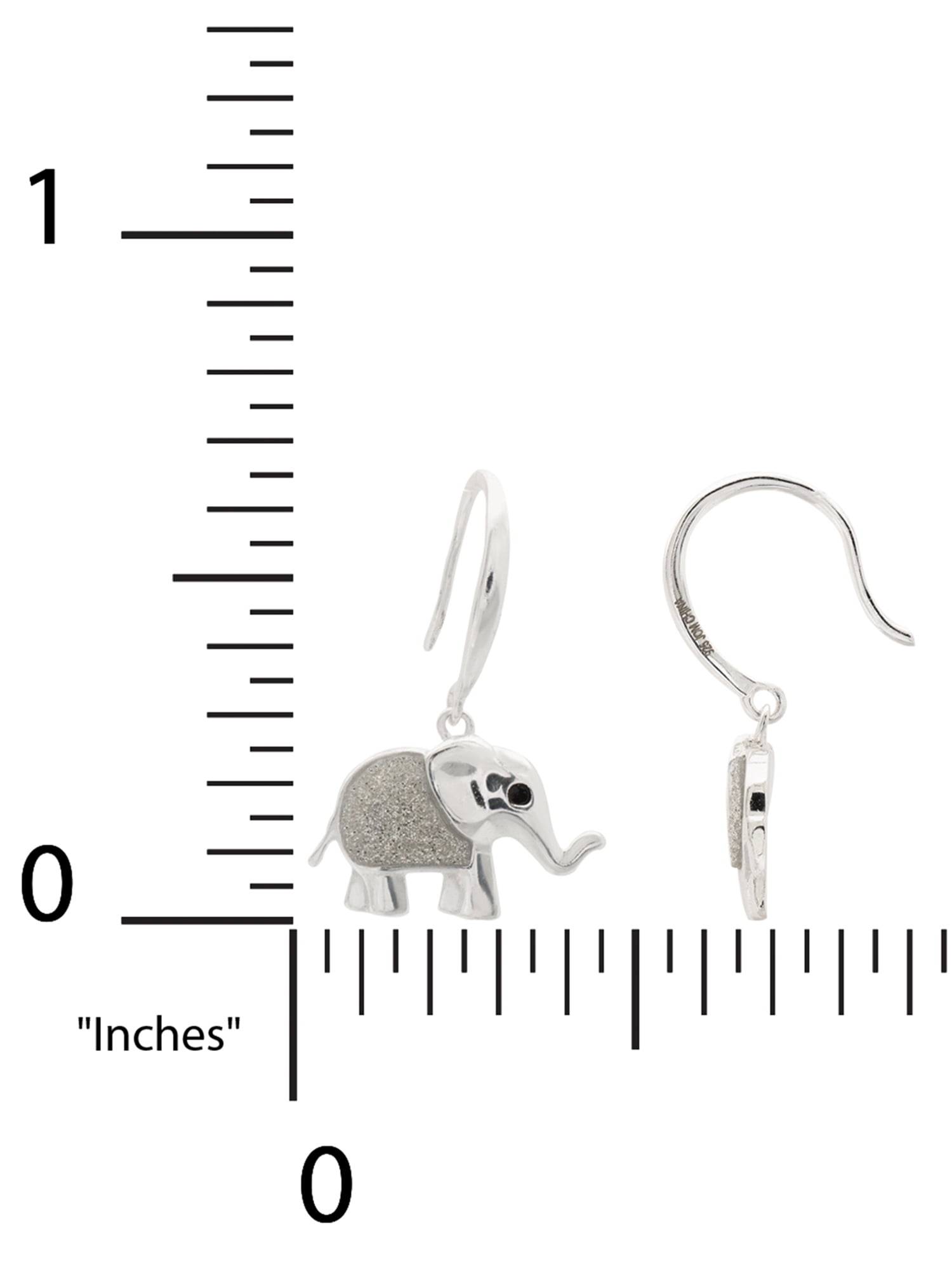 Brilliance Fine Women's Sterling Silver Elephant Glitter Paper Dangle Earrings