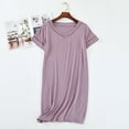 thumbnail image 2 of cfhntfmh Womens Nightgowns Casual V Neck Short Sleeve Sleep Shirts Soft Loose Loungewear Sleepwear M-Xxl, 2 of 6