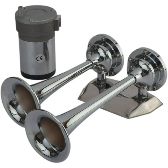 Sea-Dog Line 432620 Maxblast 20 Amp 125 DB 12V 11 PSI Dual 9-5/8" Trumpet Air Horn Chrome Plated Brass