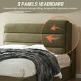 thumbnail image 5 of Zanmintaobo Queen Bed Frame with Lift up Storage & Layered Linen Headboard - Sturdy,Noise-Free,No Box Spring Needed,Easy Assembly,Olive Green, 5 of 11