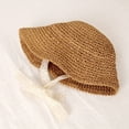 thumbnail image 6 of CoCopeanut Topi Matahari Anak Baru Musim Panas Topi Ember Pita Simpul Kupu-kupu Renda Krem Topi Jerami Atasan Datar Topi Pantai Topi Perjalanan Orangtua-anak Panama, 6 of 6