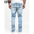thumbnail image 3 of Men's Vintage Washed Distressed Ripped Straight Leg Jeans - Casual Daily Wear Denim Pants with Frayed Hem (S-3XL) | On-Trend Light Wash Streetwear Jeans for Men, 3 of 6