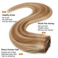 thumbnail image 4 of SEGO Clip in Hair Extensions Human Hair Full Head 100% Real Remy Thick Hair Extensions Silky Straight Balayage Blonde Hair Pieces, 4 of 7