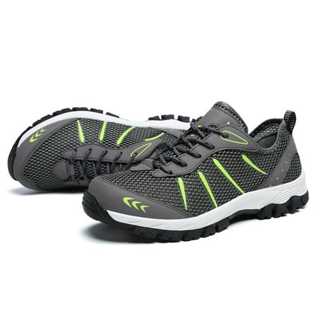

Toyella Outdoor Men s Mesh Low-top Large Size Hiking Casual Shoes Gray 42