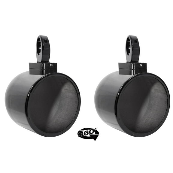 2) Rockville MAC80B 7.7" 360° Swivel Black Aluminum Wakeboard Tower Speaker Pods