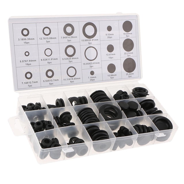 Juego de anillos de junta de conductor eléctrico de juegos de surtido de ojales de goma para alambre de coche 125 piezas Cola Kits de juntas eléctricas