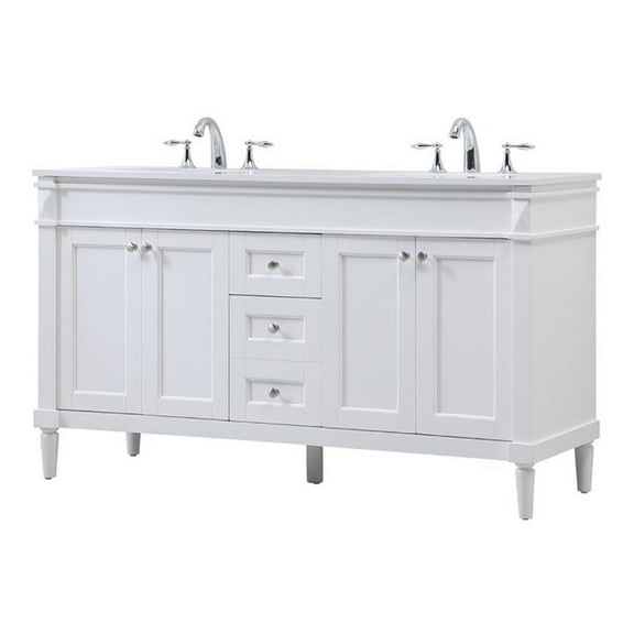Elegant Decor Bennett 60" Aluminum MDF Double Bathroom Vanity in White