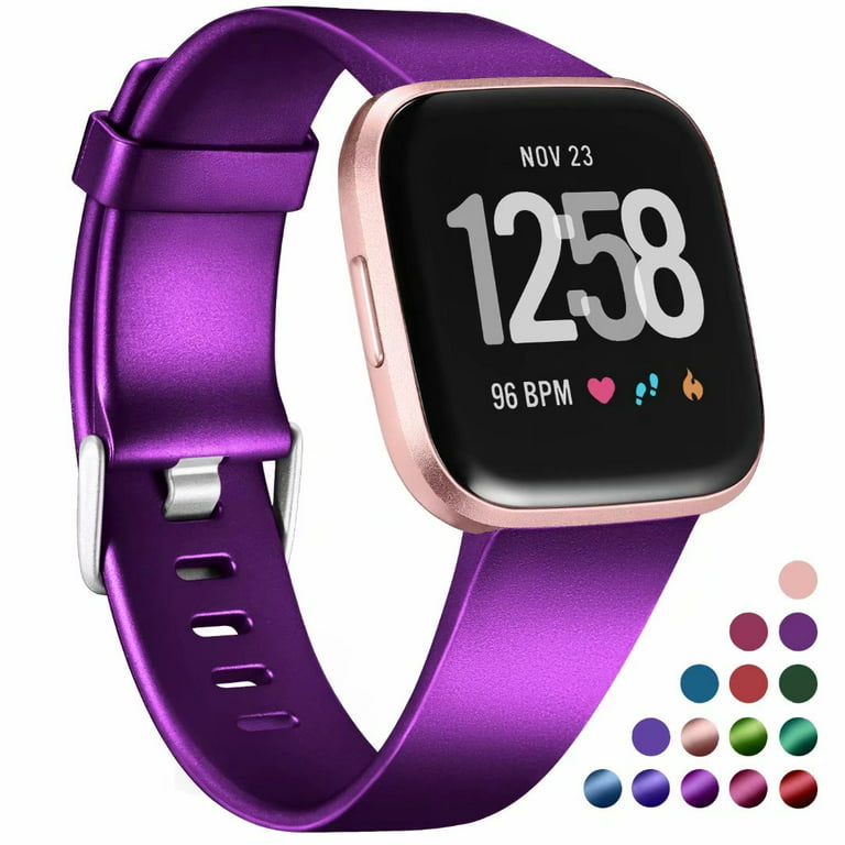 For Fitbit Versa 2 Band/Versa Band/Versa Lite/SE Smartwatch Weatproof  Lightweight Soft Silicone Strap Flexible Wristband Adjustable Bright Purple  for 6.7-8.1\