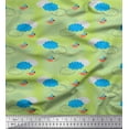 thumbnail image 2 of Soimoi Green Cotton Duck Fabric Clouds & Bird Print Fabric by Yard 44 Inch Wide, 2 of 3