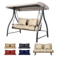 thumbnail image 2 of Aoodor 59" Tufted Porch Swing Cushions, Outdoor Swing Replacement Cushion 2-3 Seater with Backrest and 2 Pillows, Water and Fade Resistant Bench Seat Pad for Garden Patio Furniture, Khaki, 2 of 10
