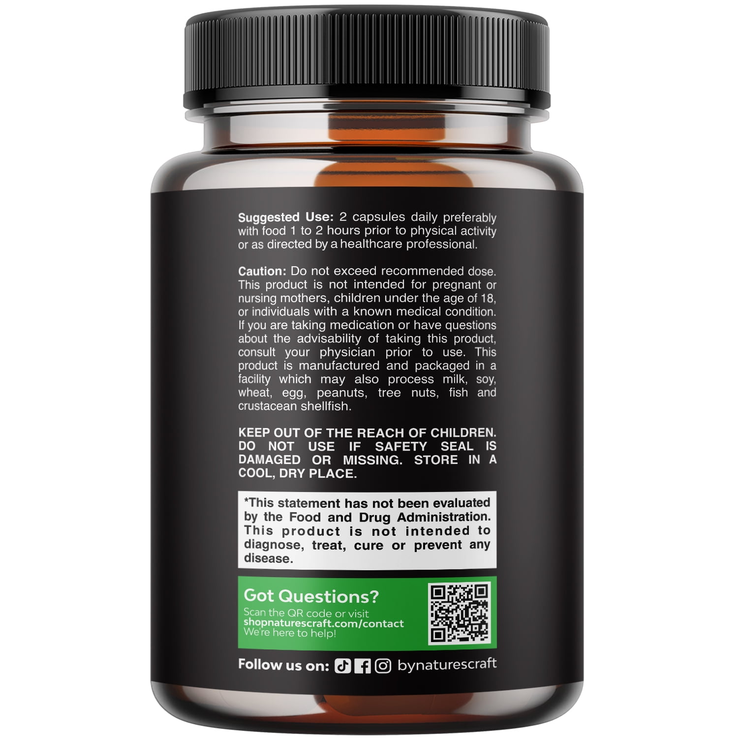 Natures Craft Extra Strength Horny Goat Weed Capsules for Men with Black Maca Root & Tongkat Ali, 90 Count