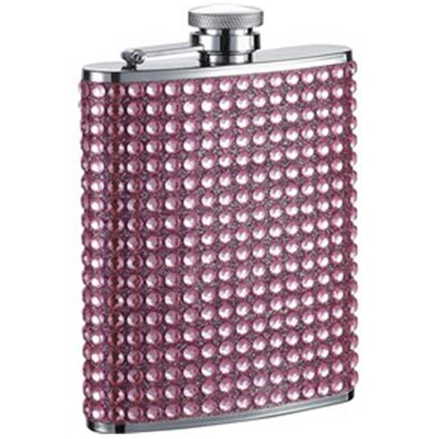 Visol Kylie 6oz Pink Bling Stainless Steel Hip Flask