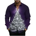 thumbnail image 6 of Christmas Shirts for Men Long Sleeve Lapel Shirt Xmas Tree Prints Top Casual Funny Holiday Tops Fashion Funny Graphic Vacation Outfits, 6 of 9