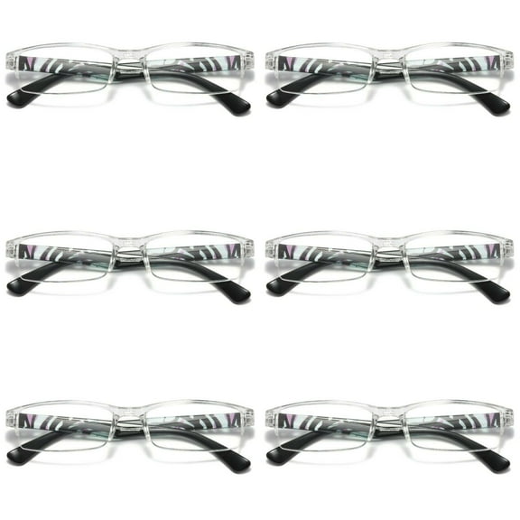 6 Pairs Womens Slim Rectangle Half Frame Blue Light Blocking Reading Glasses Readers  0.75