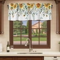 thumbnail image 6 of Sunflowers Curtain Valances for Windows, Kitchen Valance Window Treatments Panel 2 Pack, Eucalyptus Leaves Spring Floral Summer Botancial Rod Pocket Short Curtains for Bathroom Bedroom 60 x 18 Inch, 6 of 8