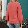 thumbnail image 5 of Red Sweatshirt for Women's Solid Color Hairball Sweater Loose Long Sleeved Crew Neck Pullover Sweater Women Fall Clothes, 5 of 6