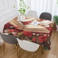 thumbnail image 5 of YAZAOO Square Tablecloth Red Roses White Doves Printing Pattern Tableclothes, 5 of 9
