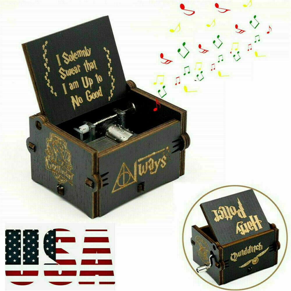 Harry Potter Music Box Hand-Cranked Toys Xmas Gifts Engraved Wooden Music Box 