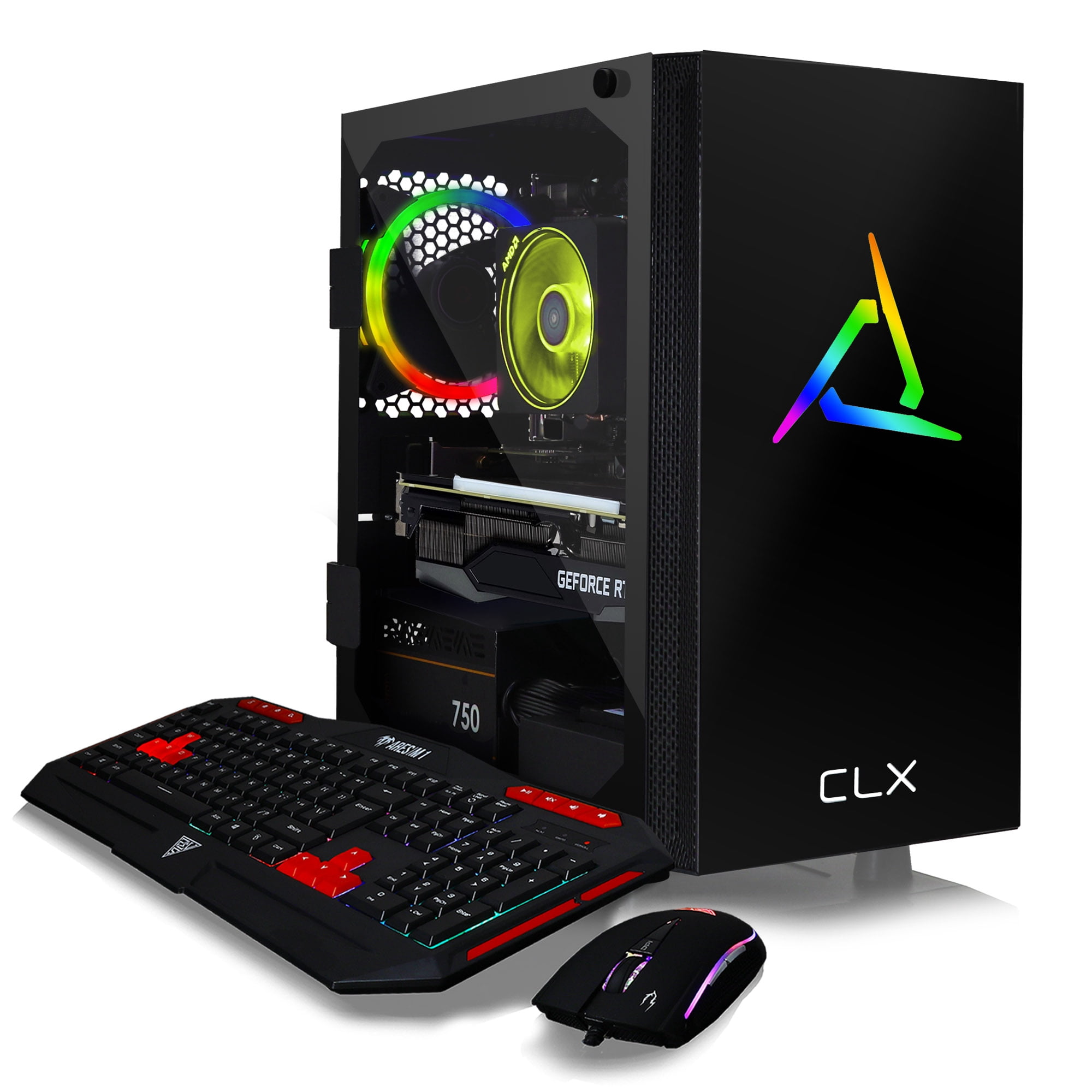 CLX SET Gaming Desktop - AMD Ryzen 5 3600 3.6GHz 6-Core Processor, 16GB DDR4 Memory, GeForce RTX 3060 Ti 8GB GDDR6 Graphics, 480GB SSD, 2TB HDD, WiFi, Windows 10 Home 64-bit