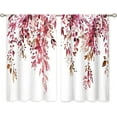 thumbnail image 6 of Burgundy Eucalyptus Small Kitchen Curtains Watercolor Red Leaves Window Treatment Flower Floral Plant Botanical Cafe Short Curtains for Bathroom Dining Fall Tier Treatment Drapes 27.5x39 inch, 6 of 6