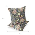 thumbnail image 5 of Set of Two 16" X 16" Gray and Pink Blown Seam Floral Indoor Outdoor Throw Pillow, 5 of 5