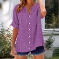 thumbnail image 5 of hotojiny Button down Shirts for Women Short Sleeve Summer Tops V Neck Henley Shirt Work Blouses Business Casual Outfits S-2XL, 5 of 5