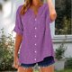 thumbnail image 5 of Camisetas Casuales de Manga Corta con Cuello en V Impreso Botón de Verano Suelto Y de Moda, 5 of 5