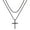 Black, variant on TINGN Layered Cross Necklace for Men Stainless Steel Cross Necklace Layered Rope Chain Box Chain Cross Pendant Necklace for Men Women