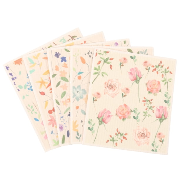 5 Uds Paño de Cocina Absorbente Toalla de Limpieza de Platos Paños Reutilizables Lavables Paño de Cocina Multiusos para Cocina Baño