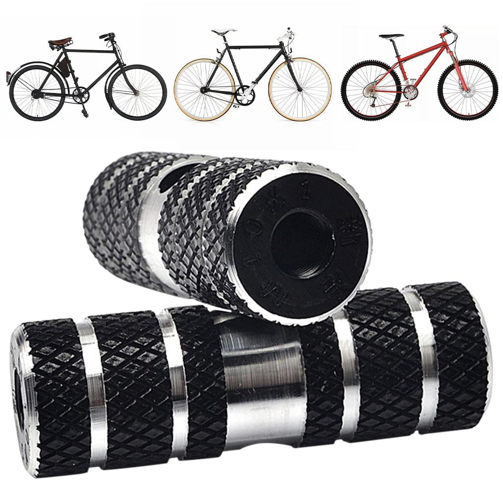 2 Pcs Bike Pegs BMX Road Bike Aluminum Alloy Repair Parts Axle Foot Black