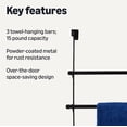 thumbnail image 2 of Over the Door Towel Rack with hooks, 19.3W x 6.6D x 24.8H inch, Black, 2 of 6