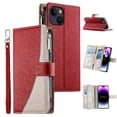 thumbnail image 1 of Funda cartera GANGXUN para iPhone 14 , cuero PU con tarjetero, cremallera, correa de mano, soporte y protección 803°, 1 of 6