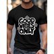thumbnail image 4 of Camiseta de manga corta para hombre, estilo casual, con cuello redondo y texto "Good Vibes Only"., 4 of 8