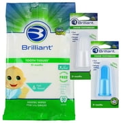 Brilliant Bundle -Tooth Tissues for Infant-30 Count, and Silicone Finger Toothbrushes (Blue, Clear)