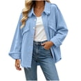 thumbnail image 2 of Women's Fashion Long Sleeve Hooded Solid Color Tassel Lapel Button Denim Jackets Top Casual Outerwear Coat For Women Street Style, 2 of 7