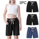 thumbnail image 1 of Odeerbi 2-10 Años Niños Niñas 3 Pcs Verano Algodón Lino Pantalones Cortos Entrenamiento Deportivos Cortos Lindo Color Sólido Pantalones Cortos Suaves Respirables, 1 of 9