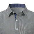 thumbnail image 2 of Felirenzacia Men's Dress Shirt, Classic Striped Long Sleeve Shirt for Work with Chest Pocket,Dark Gray,L, 2 of 5