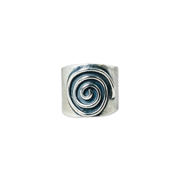Heaven Crafts Spiral Ring Sterling Silver 925 Chunky Wide Band Ring For Women
