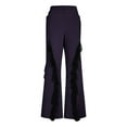 thumbnail image 4 of BiZtdJrK Womens Gothic Flare Pants Lace Trim Bell Bottom High Waist Trousers Solid Color Disco Legging Outfit Clubwear, Purple, XL, 4 of 10