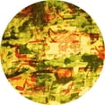thumbnail image 1 of Ahgly Company Indoor Round Abstract Yellow Contemporary Area Rugs, 4' Round, 1 of 4