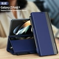 thumbnail image 3 of Dteck for Samsung Galaxy Z Fold 3 Case Flip Leather Wallet Slim Clear S-View Mirror Plating Shockproof Thin Kickstand Anti-Scratch Protective Cover with Detachable S Pen Holder, Blue, 3 of 8