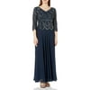 J Kara Womens Beaded Popover Navy Chiffon Ball Gown